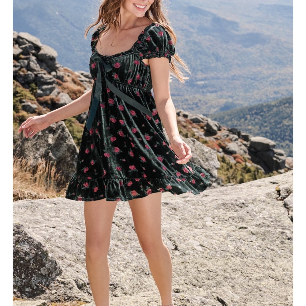 Altar’d State Velvet Floral Dress NWT